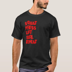 スクワット押し上げカールリピートボディビルウェイト Tシャツ