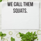 スクワット、人生の上下、足の日、おもしろいノベルティ キッチンタオル (折り畳み)