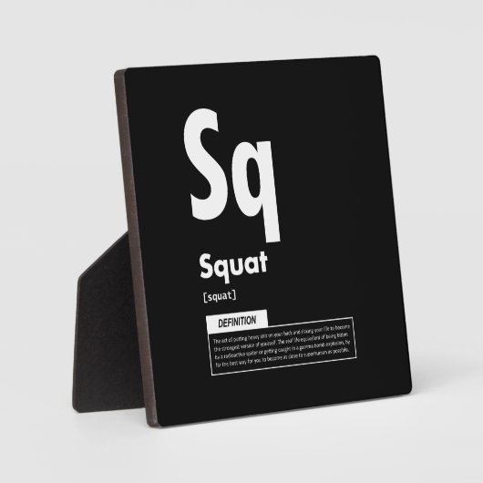 スクワット – 定期テーブル – ジおもしろいムミーム フォトプラーク (正面)
