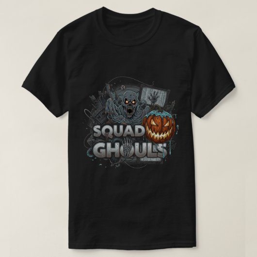 スクワッドグールズカラフルハロウィンホラー Tシャツ (デザイン正面)