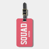 スクワッドコーラルピンク&ホワイト花嫁パーソナライズされたメイド ラゲッジタグ (正面縦)