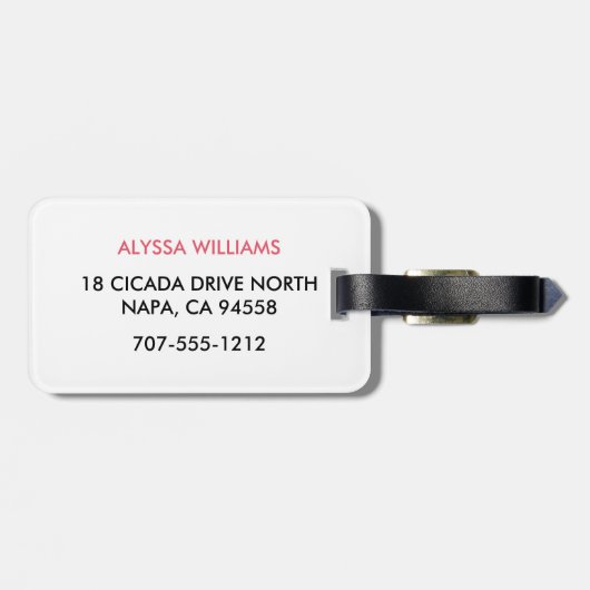 スクワッドコーラルピンク&ホワイト花嫁パーソナライズされたメイド ラゲッジタグ (裏面横)