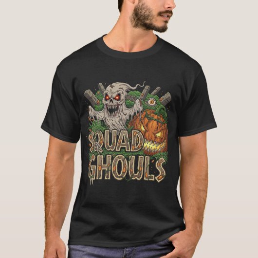 スクワッドゴールハロウィーン墓地ホラー Tシャツ (正面)