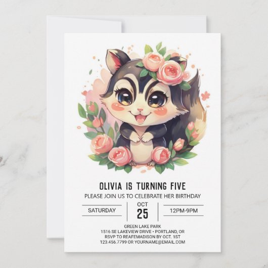 スクンお洒落クエレガント誕生日 招待状 (正面)