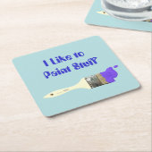 スクーア絵を描ーで物のペイントブ絵を描ラシが好き スクエアペーパーコースター (アングル)