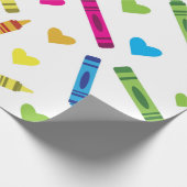 スクーカラフルルのクレヨン模様(ハート付) ラッピングペーパー (角)