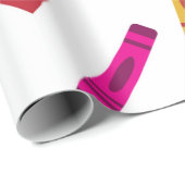 スクーカラフルルのクレヨン模様(ハート付) ラッピングペーパー (ロールコーナー)