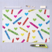 スクーカラフルルのクレヨン模様(ハート付) 薄葉紙 (クラフト)