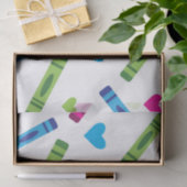 スクーカラフルルのクレヨン模様(ハート付) 薄葉紙 (ギフト)