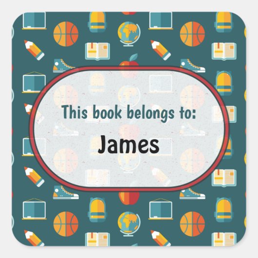 スクーカラフルル用品パタパーソナライズされたーン スクエアシール (正面)