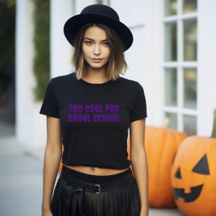 スクークールルハロウィーン先生パープルタイポグラフィ Tシャツ
