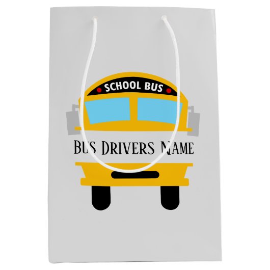 スクークールルバスのドライバ名の追加 ミディアムペーパーバッグ (正面)