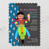 スクータイタリアンーの女の子の誕生日パーティーの招待 招待状 (正面/裏面)