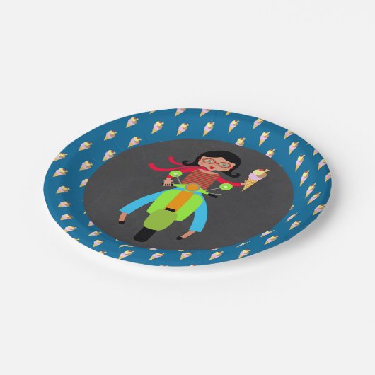 スクータイタリアンーの女の子の誕生日パーティー ペーパープレート (アングル)