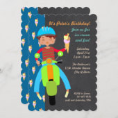 スクータイタリアンー少年の誕生日パーティーの招待 招待状 (正面/裏面)