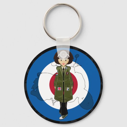 スクータモダンーキーチェーンとパルカの60代の少女 キーホルダー (正面)
