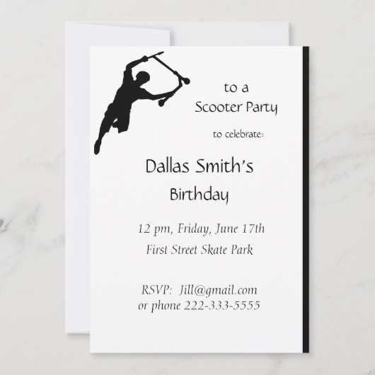 スクーターおもしろいパークパーティー招待状 招待状 (裏面)