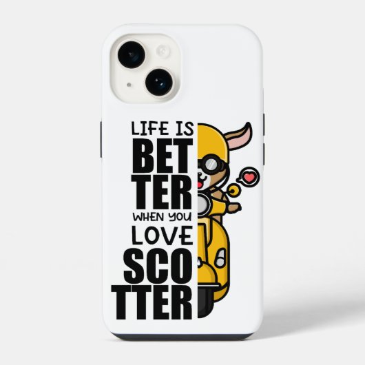 「スクーターが好きなら人生のほうが良い」 – かわいいヤギ iPhoneケース (裏面)
