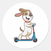 スクーターとのバイクもしくは自転車に乗る人としての犬 ラウンドシール (正面)