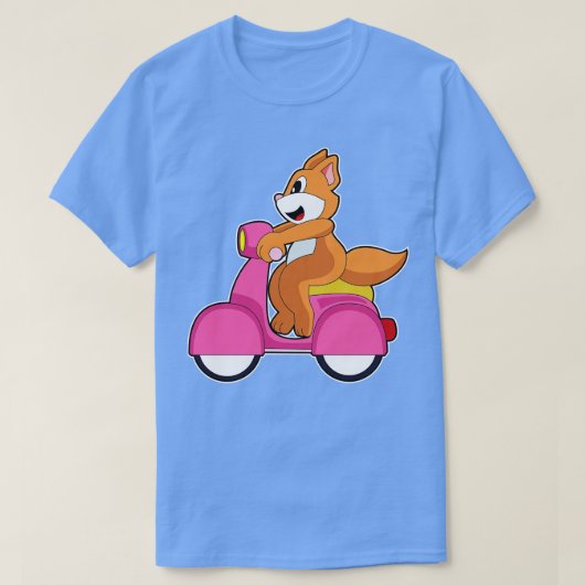 スクーターとのバイクもしくは自転車に乗る人としての猫 Tシャツ (デザイン正面)