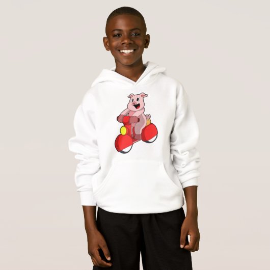 スクーターとのバイクもしくは自転車に乗る人としての豚 (正面フル)