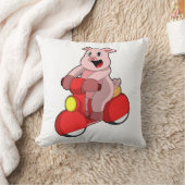 スクーターとのバイクもしくは自転車に乗る人としての豚 クッション (ブランケット)