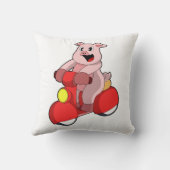 スクーターとのバイクもしくは自転車に乗る人としての豚 クッション (裏面)