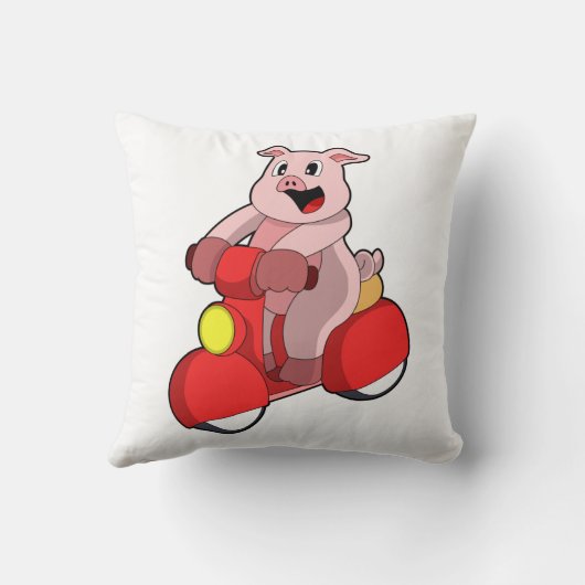 スクーターとのバイクもしくは自転車に乗る人としての豚 クッション (裏面)