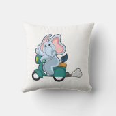 スクーターとのバイクもしくは自転車に乗る人としての象 クッション (裏面)