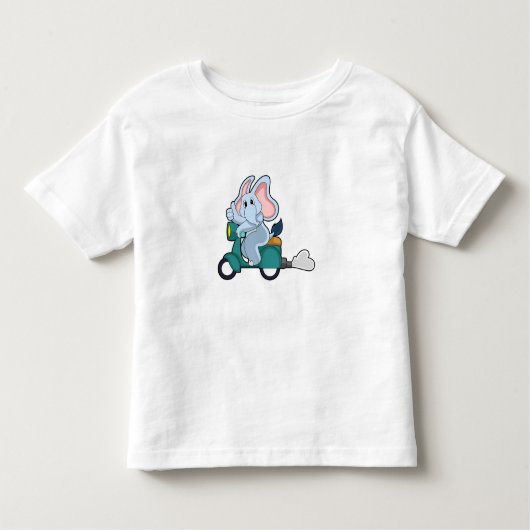 スクーターとのバイクもしくは自転車に乗る人としての象 トドラーTシャツ (正面)
