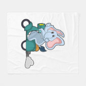 スクーターとのバイクもしくは自転車に乗る人としての象 フリースブランケット (正面(横))