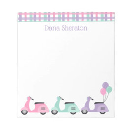 スクーターとプレイドパーソナライズされたメモ帳 ノートパッド