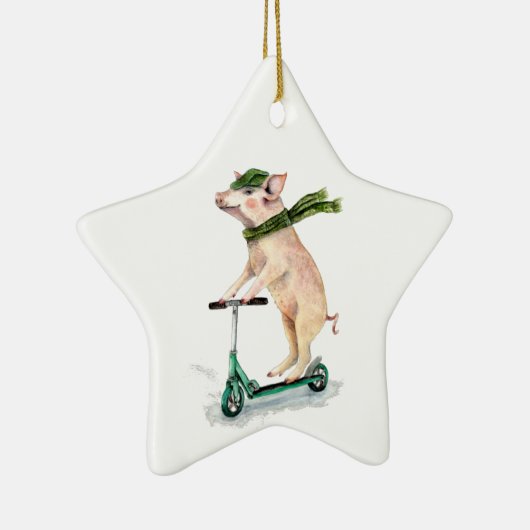 スクーターにピギーを乗せる セラミックオーナメント (右)