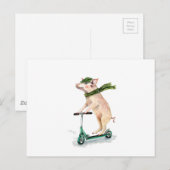 スクーターにピギーを乗せる ポストカード (正面/裏面)