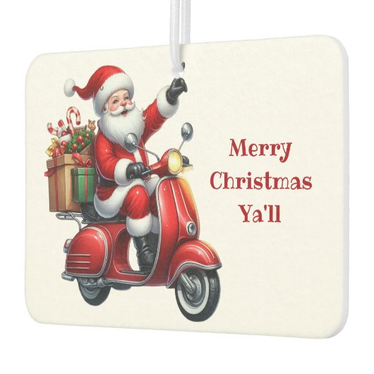 スクーターに乗ったクリスマスサンタ カーエアーフレッシュナー (左)