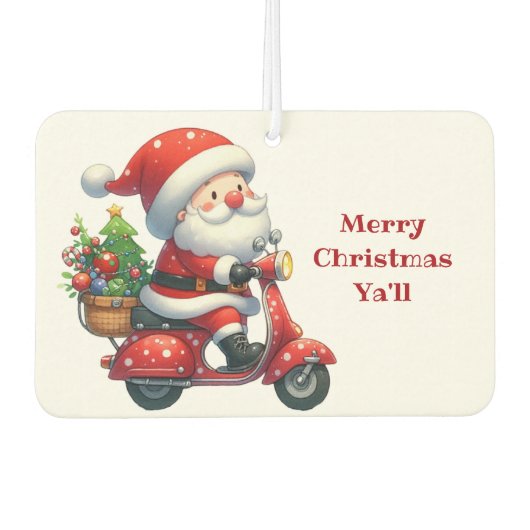 スクーターに乗ったクリスマスサンタ カーエアーフレッシュナー (正面)
