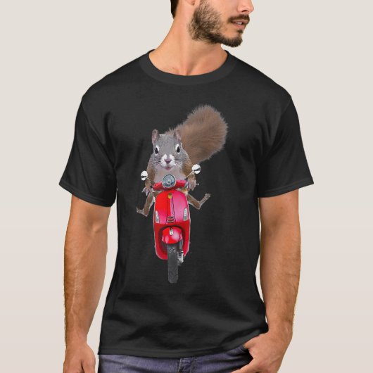スクーターに乗ったリス Tシャツ (正面)