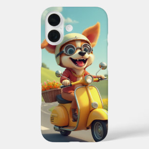 スクーターに乗った犬 iPhone 16ケース