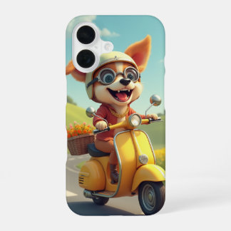 スクーターに乗った犬 iPhone 16ケース
