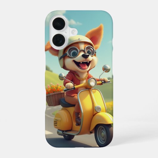 スクーターに乗った犬 iPhone 16ケース (裏面)
