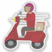 スクーターに乗った配達員 シール (正面)