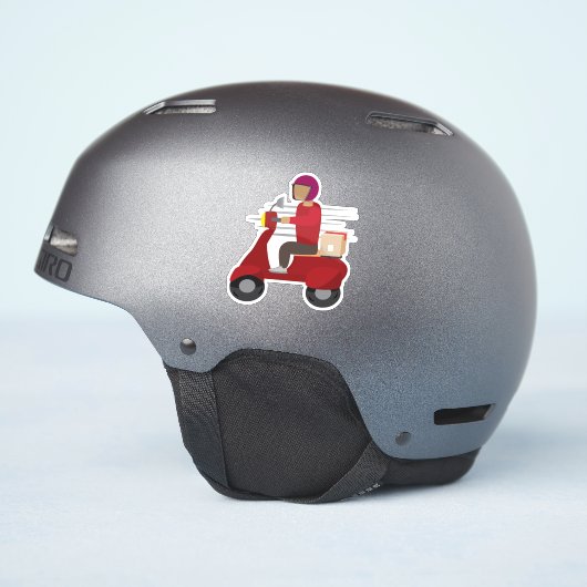 スクーターに乗った配達員 シール (ヘルメット側面)