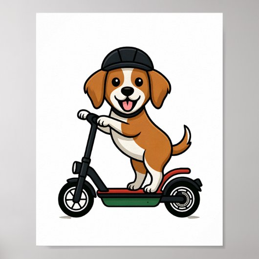 スクーターに乗った面白い犬 ポスター (正面)