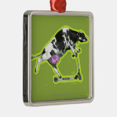 スクーターに乗っている牛 メタルオーナメント (右)