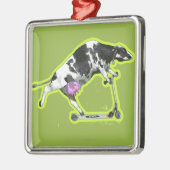 スクーターに乗っている牛 メタルオーナメント (左)