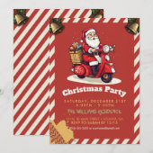 スクーターに乗るサンタクロース 招待状 (正面/裏面)