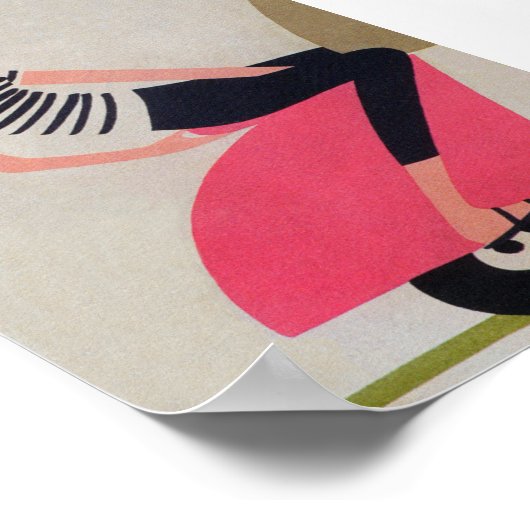 スクーターに乗る女の子レトロヴィンテージポスター ポスター (角)