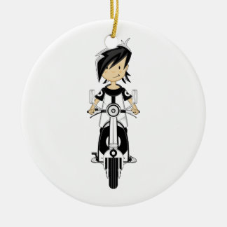 スクーターのオーナメントのレトロのモダンな女の子 セラミックオーナメント
