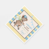 スクーターのテディベアストライプのベイビーシャワー スタンダードランチョンナプキン (角)