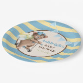 スクーターのテディベアストライプのベイビーシャワー ペーパープレート (アングル)